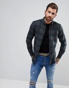 Farah Rawsthorne Brushed Yarn Check Twill Weave Shirt In Green - Green