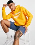 Reebok Over The Head Hoodie With Large Logo In Orange-gold