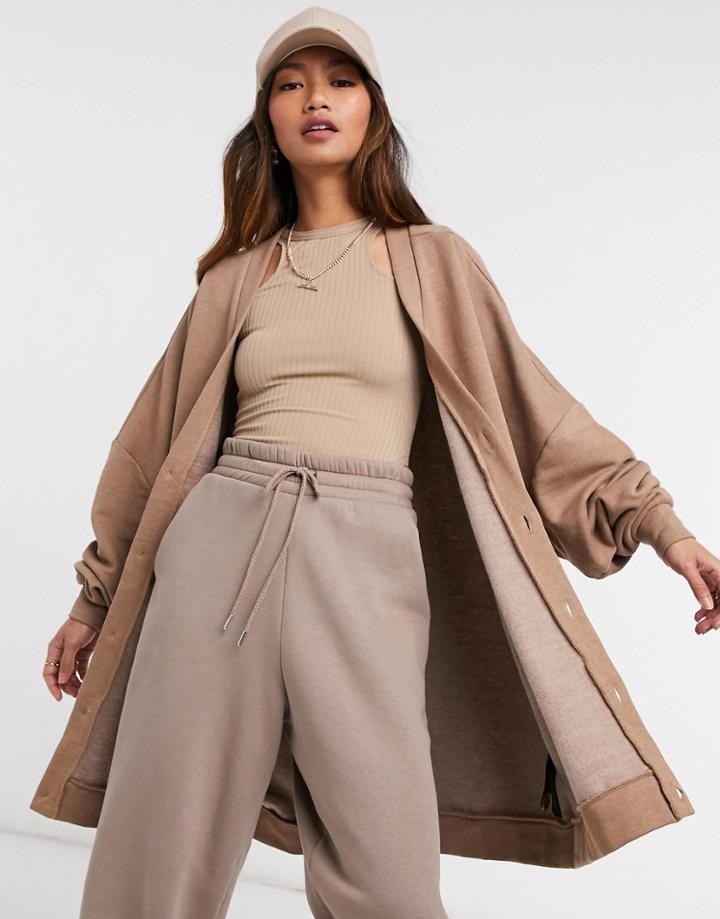 Asos 4505 Oversized Cardigan In Jersey-brown