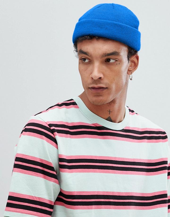 Asos Design Mini Fisherman Beanie In Cobalt Blue - Blue
