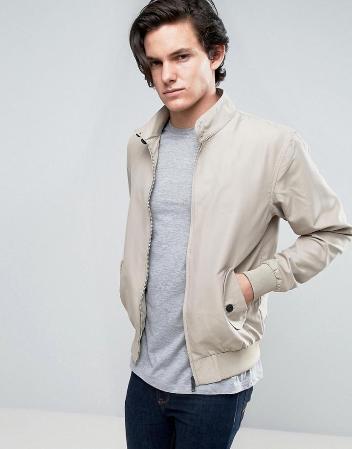 Brave Soul Summer Harrington Lined Jacket - Stone