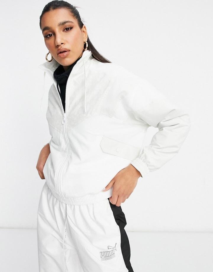 Puma Tfs Track Jacket With White Leopard Print Color Block