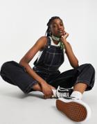 Topshop Carpenter Overalls In Washed Black Wash