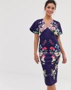 True Violet Exclusive Kimono Sleeves Bodycon Dress - Multi