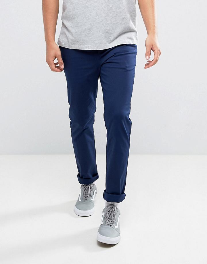 Asos Slim Chinos In Dark Navy - Blue