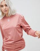 Adidas Originals Three Stripe Long Sleeve Top In Pink - Pink