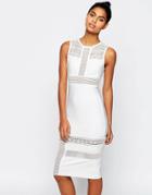 Asos Sculpt Premium Bandage Mix And Match Lace Pencil Dress - White