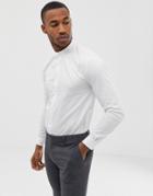 Avail London Muscle Fit Shirt In White With Grandad Collar - White