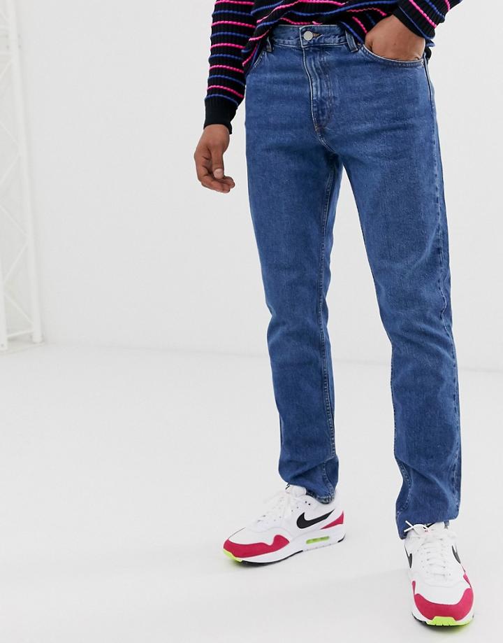 Weekday Sunday Relaxed Tapered Jeans In Mid Blue