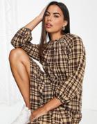 Asos Design Textured Tiered Midi Smock Dress In Seersucker Check-multi