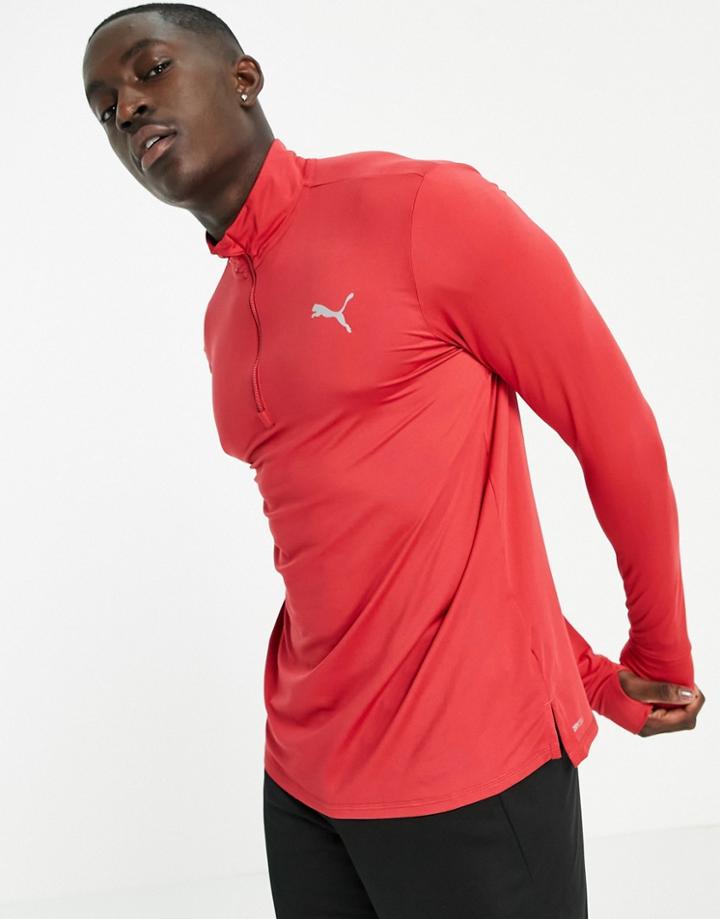 Puma Running Favorite Quarter Zip Sweatshirt In Red