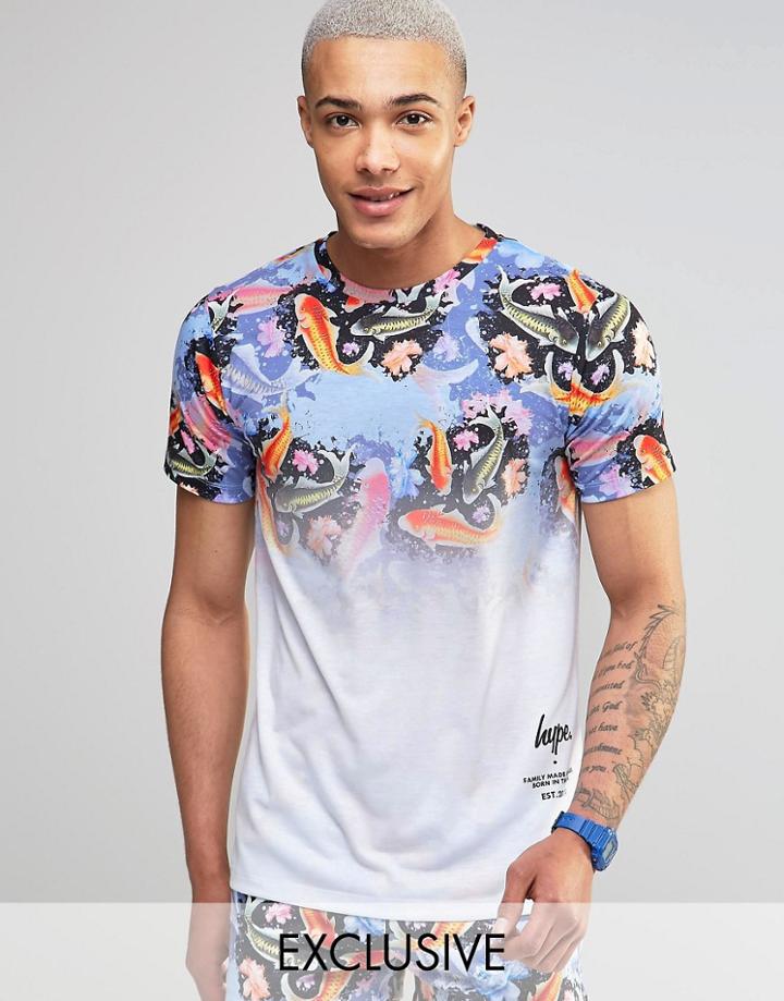 Hype T-shirt With Faded Koi Print - White