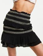 River Island Shirred Mini Beach Skirt In Black - Part Of A Set
