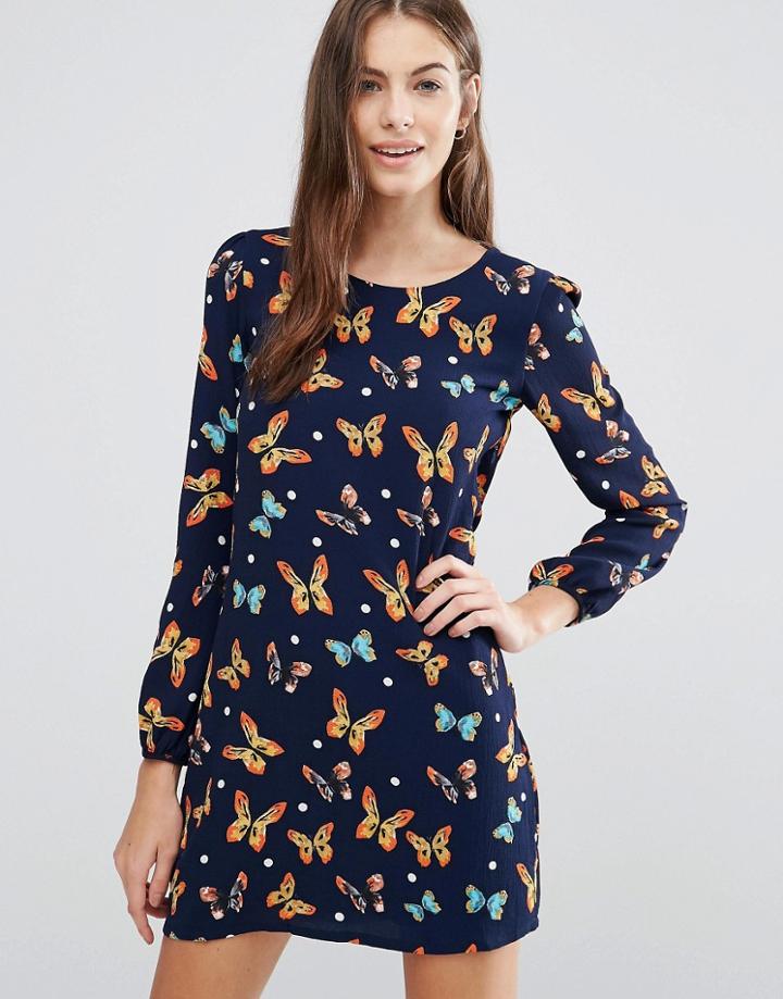 Yumi Butterfly Tunic Dress - Navy