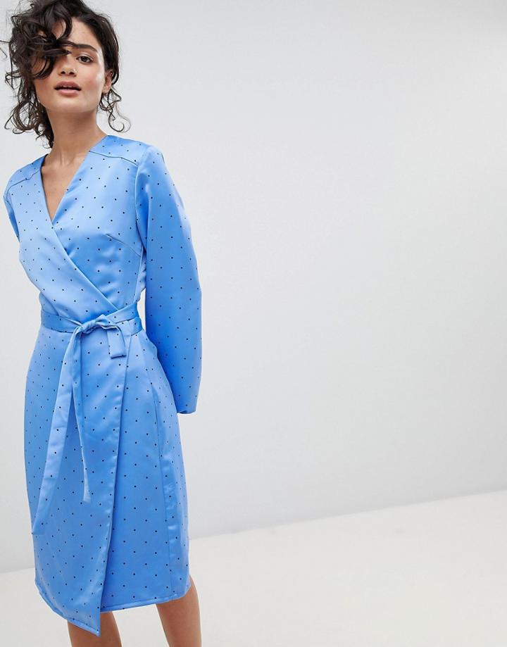 Gestuz Polka Dot Wrap Dress - Blue