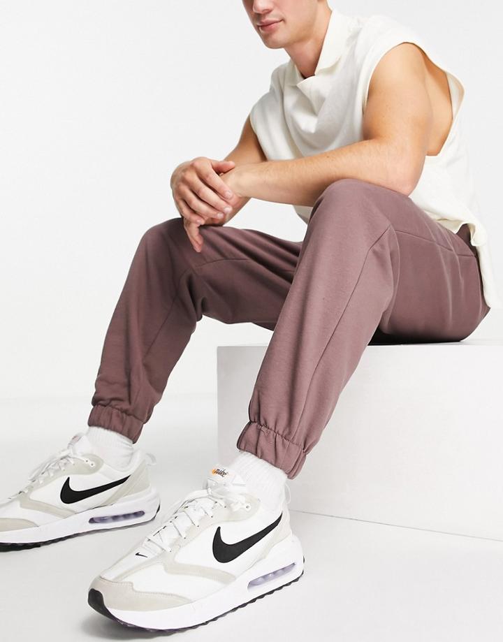 Asos Design Oversized Sweatpants In Washed Brown