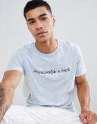 Abercrombie & Fitch Varsity Print Logo T-shirt In Light Blue Marl - Blue