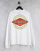 Asos Design Oversized Long Sleeve T-shirt With Fatburger Print In White