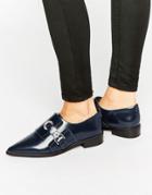 Asos Madame Leather Flat Shoes - Navy