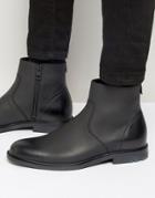 Boss Orange Culroot Matte Leather Zip Boots - Black