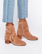 Asos Renzel Suede Bow Ankle Boots - Beige