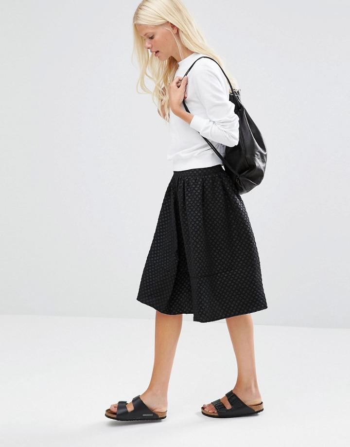 Minimum Lonna Midi Skater Skirt - Black