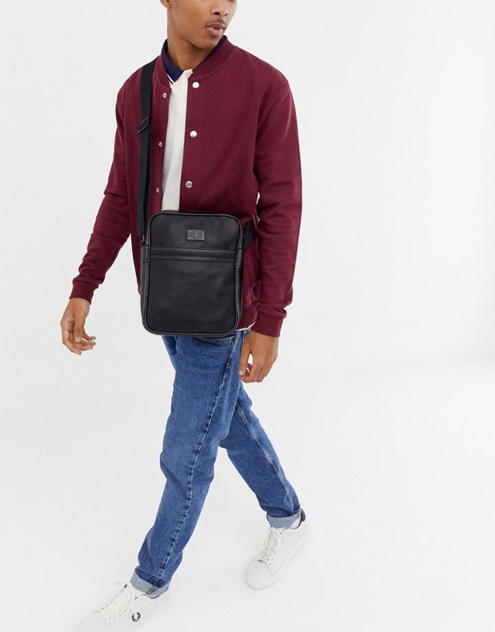 Fred Perry Tumbled Pu Flight Bag In Black - Black