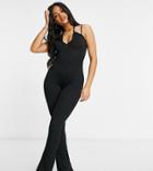 Asyou Tie Neck Detail Jumpsuit In Black