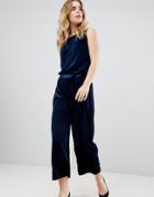 Ichi Velvet Jumpsuit - Navy
