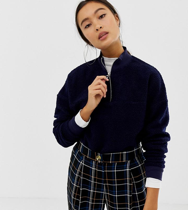 New Look Half Zip Sweat In Navy