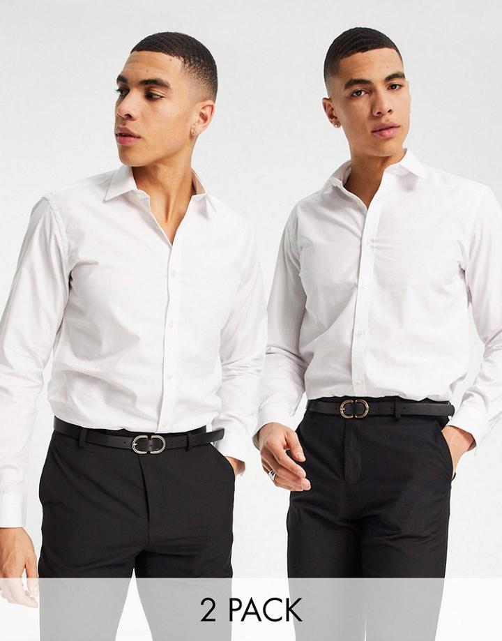 French Connection 2 Pack Slim Fit Formal Shirt In White