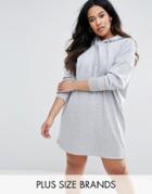 New Look Plus Hooded Sweat Dress - Gray