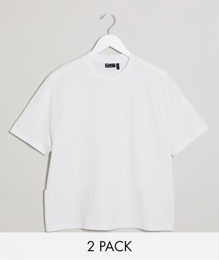 Asos Design 2-pack Relaxed T-shirt With Crew Neck In White