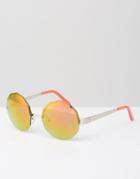 Jeepers Peepers Hexaganol Round Sunglasses With Orange Mirror Lens - Orange Revo