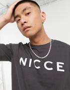 Nicce T-shirt In Coal With Logo-grey