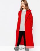 Helene Berman Red Coat With Oversized Collar - Red
