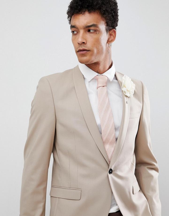 Twisted Tailor Wedding Super Skinny Suit Jacket In Beige