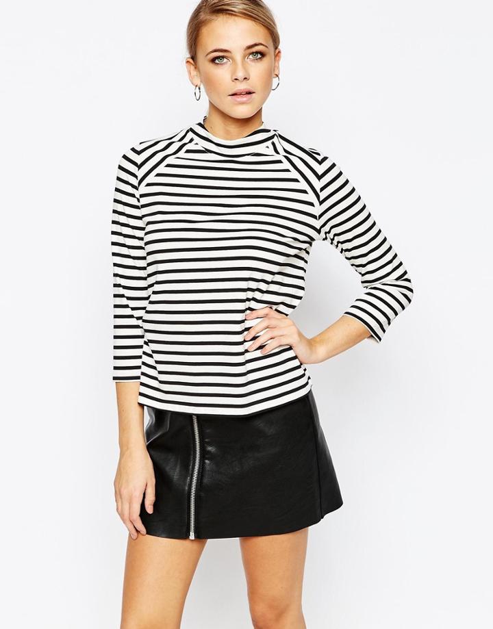 Oasis Stripe Ponte High Neck Top