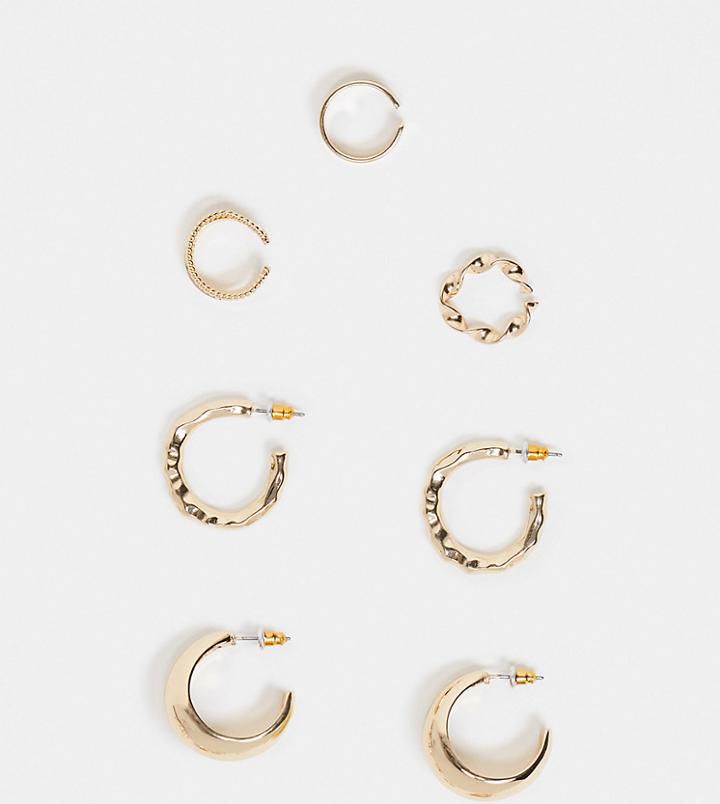 Reclaimed Vintage Inspired Earring Multipack In Gold With Hoops And Cuffs