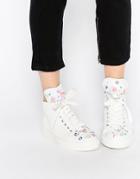 Minna Parikka Bumble White Sequin 3d Flower High Top Sneakers - White
