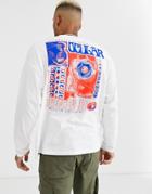 Asos Design Oversized Long Sleeve T-shirt With Astract Body And Sleeve Print-white