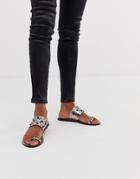 Asos Design Fanciful Premium Leather Embellished Top Loop Mules-gray