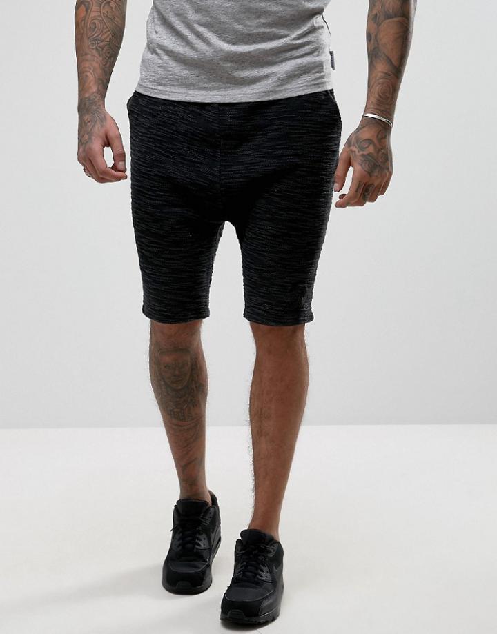 Siksilk Sweat Shorts In Khaki With Reverse Flannel - Blue