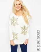 Asos Petite Holidays Sweater With Snowflakes - White