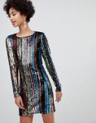 Stradivarius Short Rainbow Sequin Dress - Multi