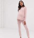Asos Design Maternity Lounge Soft Touch Sweat & Jogger Set-pink