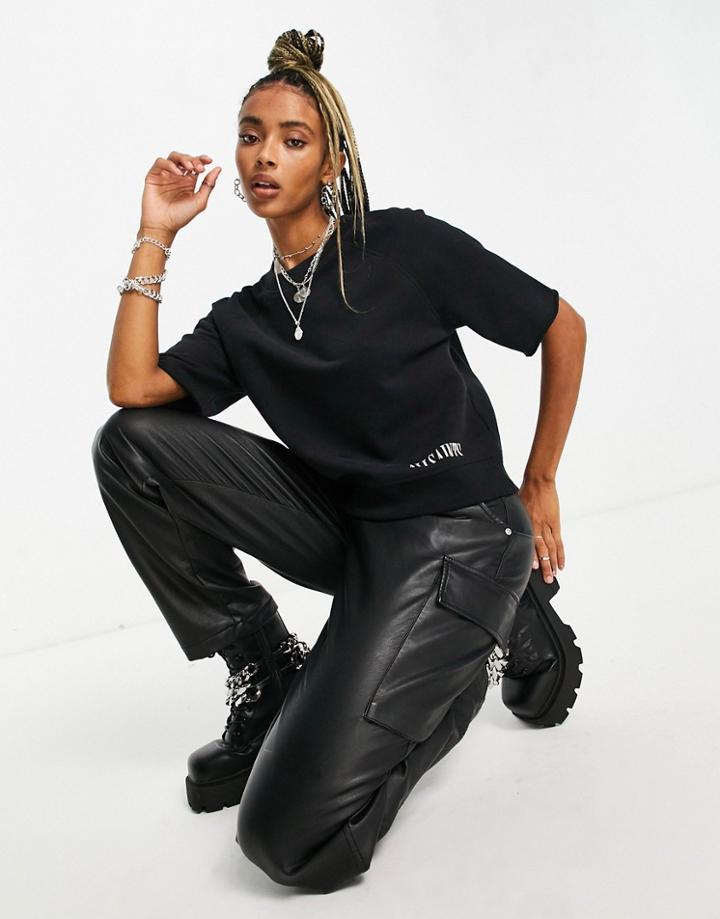 Allsaints Short Sleeve Sweatshirt In Black