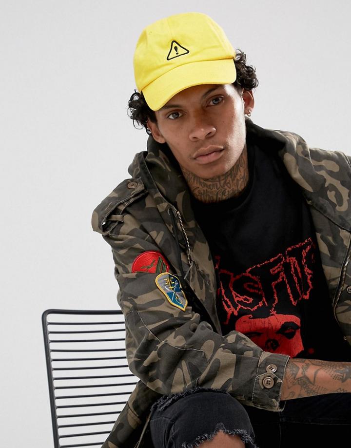 Granted Baseball Cap In Yellow With Caution Sign - Yellow