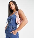 Parisian Tall Denim Button Front Romper In Blue-blues
