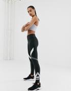 Reebok Training Logo Leggings In Black And White